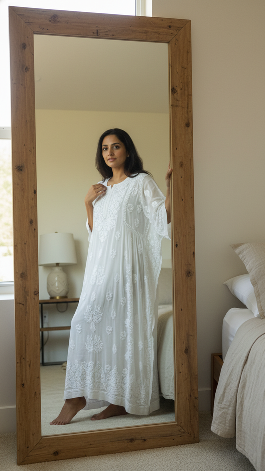 Readymade Georgette White Dress - Freesize