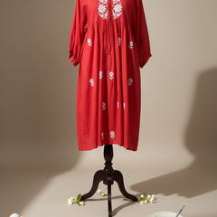 Readymade Cotton Red Dress - Freesize