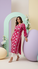Readymade Crepe Silk in Red Color Kurta