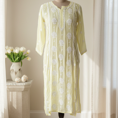 Readymade Crepe Silk in Yellow Color Kurta