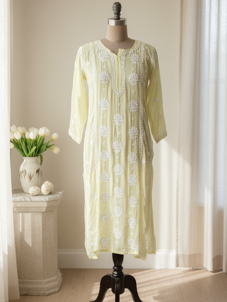Readymade Crepe Silk in Yellow Color Kurta