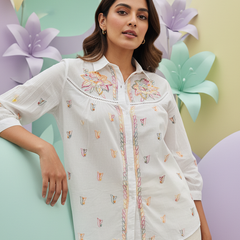 Readymade Cotton Multicolour Chikankari Shirt
