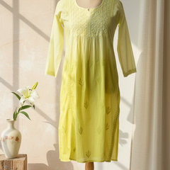 Readymade Cotton Kurta Ombre Yellow Kurta