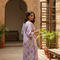 Lavender Chikankari Mulmul Pocket Kurti