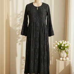 Readymade Georgette Black Dress - Freesize