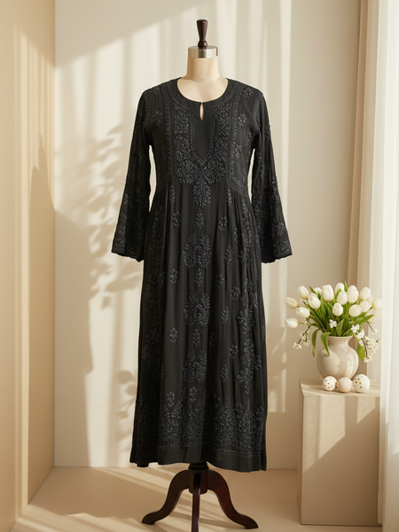 Readymade Georgette Black Dress - Freesize