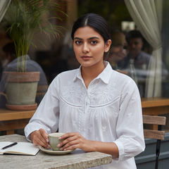 Readymade Cotton White Chikankari Shirt