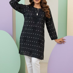 Heritage Scarlet Chanderi Black Short Kurti