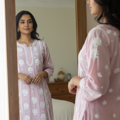 Readymade Crepe Silk in Pink Color Kurta