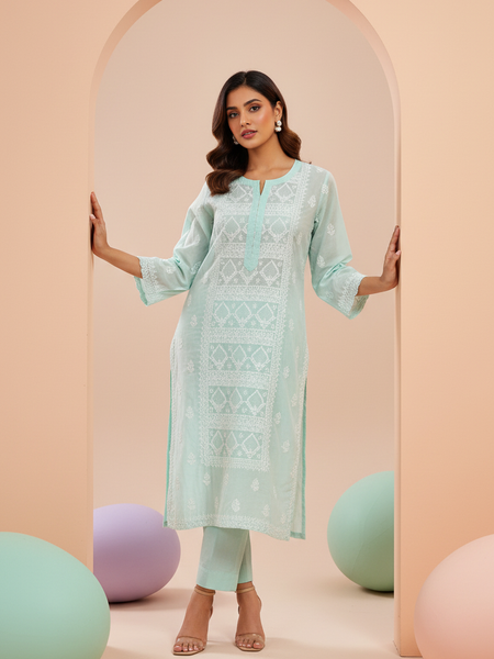 Readymade Cotton Kurta in Sea Green Kurta