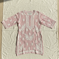 Readymade Dusk Pink Muslin Short Kurta