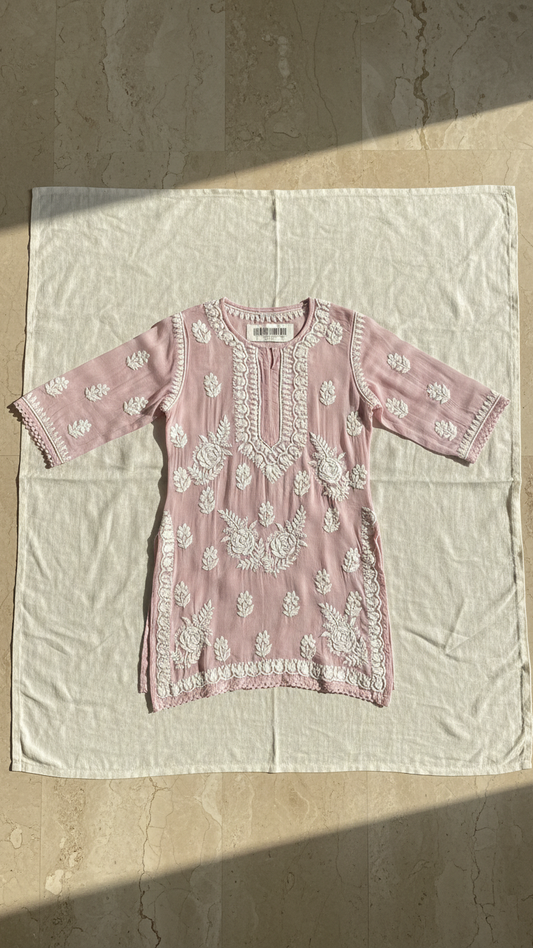 Readymade Dusk Pink Muslin Short Kurta