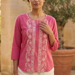 Pink Muslin Top - Shirt