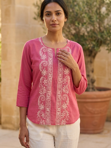 Pink Muslin Top - Shirt