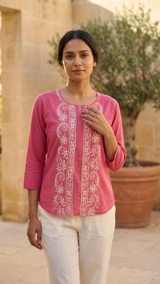 Pink Muslin Top - Shirt