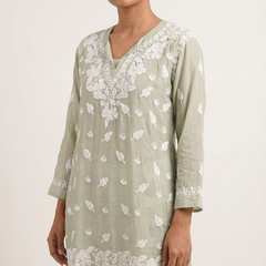 Readymade Light Green Muslin Short Kurta