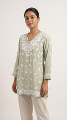 Readymade Light Green Muslin Short Kurta
