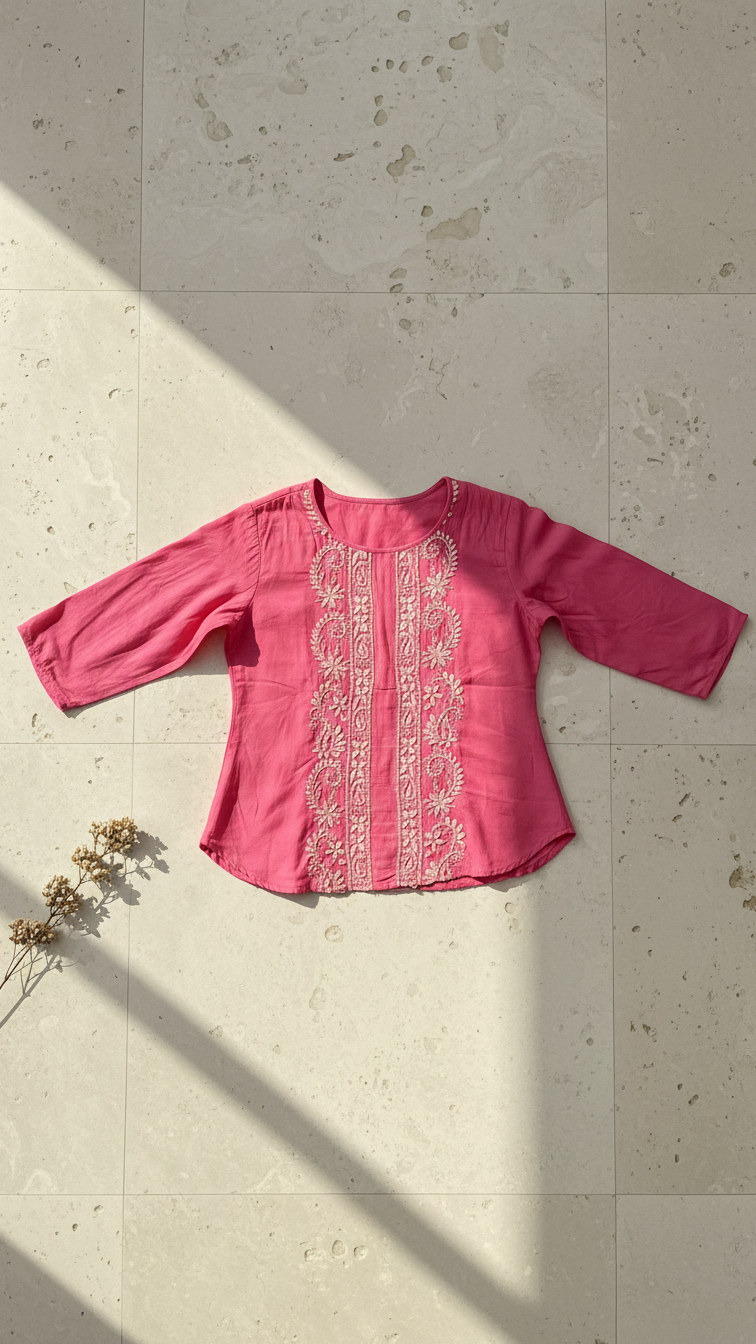 Pink Muslin Top - Shirt