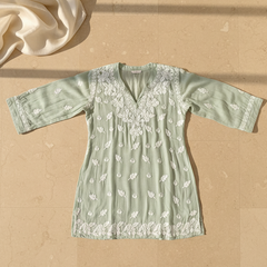 Readymade Light Green Muslin Short Kurta