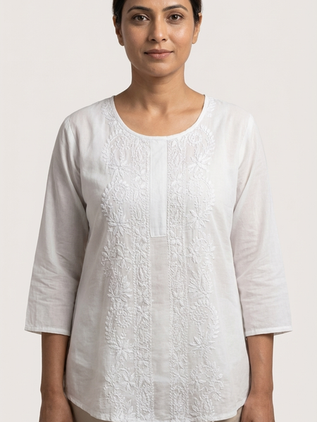 Light Blue Muslin Top - Shirt