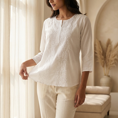 Light Blue Muslin Top - Shirt
