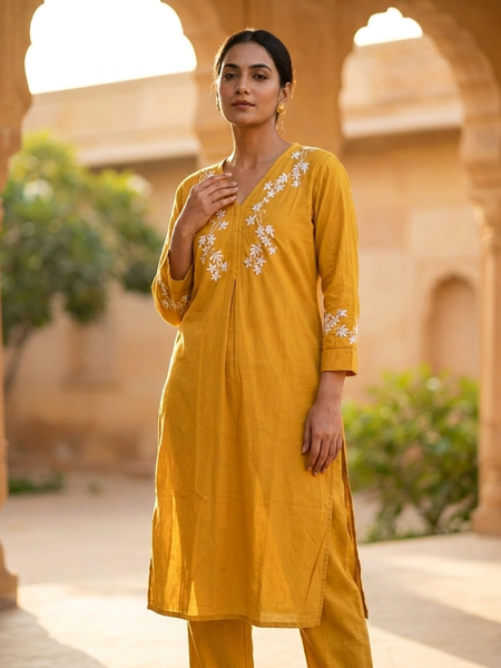 Yellow Readymade Cotton Co-ord Set