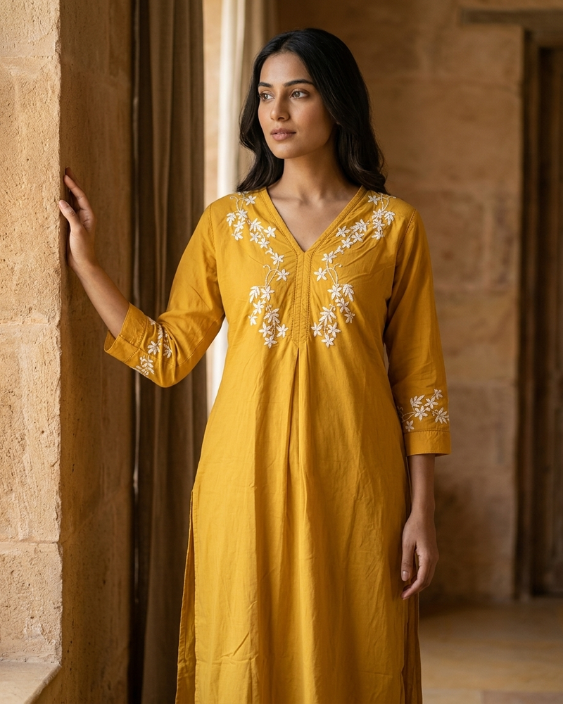 Yellow Readymade Cotton Co-ord Set