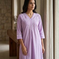 Purple Readymade Cotton Co-ord Set