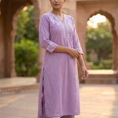 Purple Readymade Cotton Co-ord Set