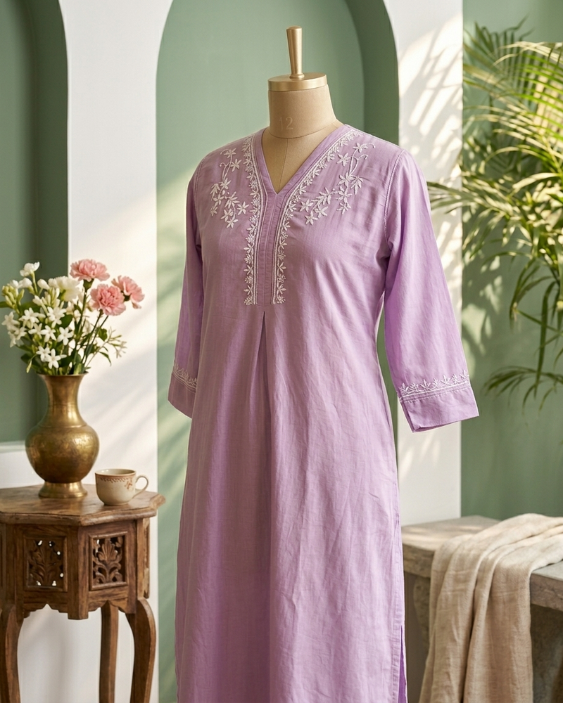 Purple Readymade Cotton Co-ord Set
