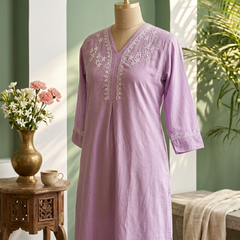Purple Readymade Cotton Co-ord Set