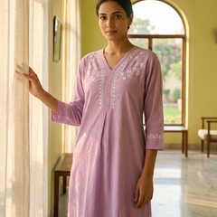 Purple Readymade Cotton Co-ord Set