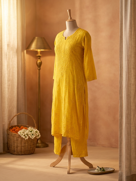 Chanderi Banarasi Butti Chikankari Co-ord Set