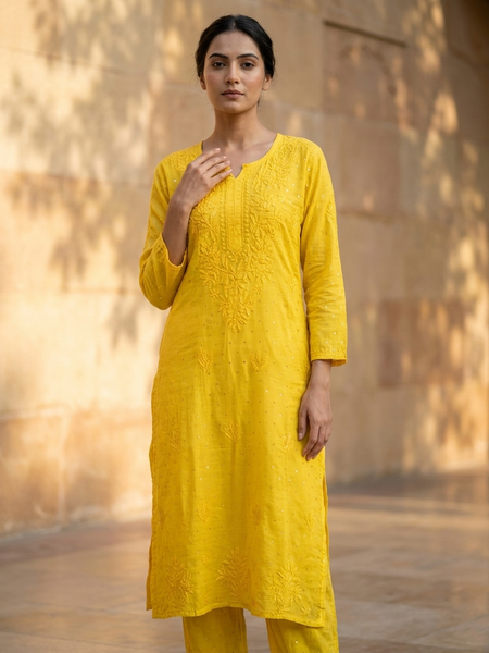 Chanderi Banarasi Butti Chikankari Co-ord Set