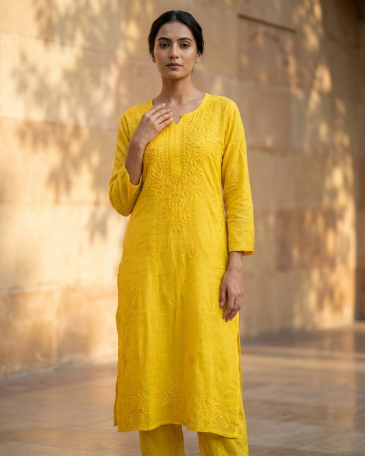Chanderi Banarasi Butti Chikankari Co-ord Set