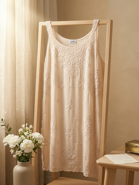 Royale Beige Muslin Sleeveless Kurta