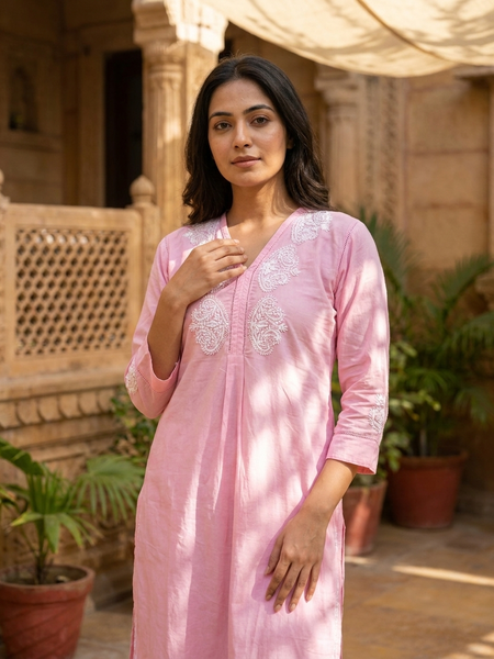 Pink Readymade Cotton Co-ord Set Design3