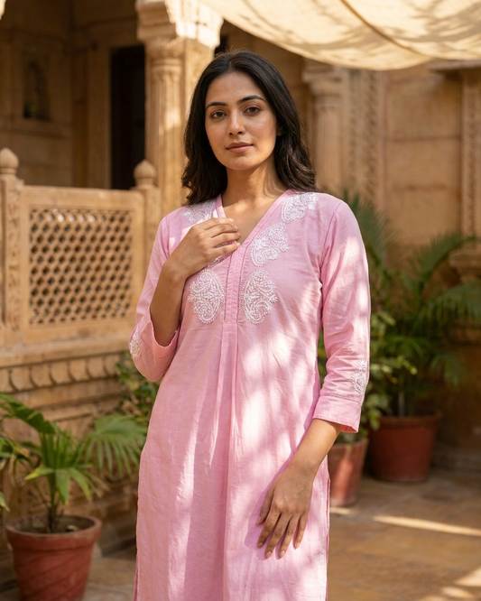Pink Readymade Cotton Co-ord Set Design3