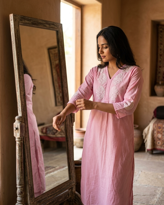 Pink Readymade Cotton Co-ord Set Design3