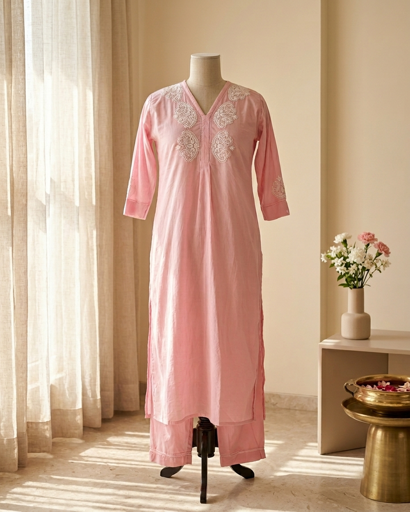 Pink Readymade Cotton Co-ord Set Design3