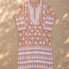 Viscose Georgette Long Kurta with Chikankari Work