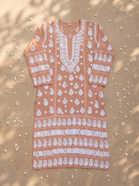 Viscose Georgette Long Kurta with Chikankari Work