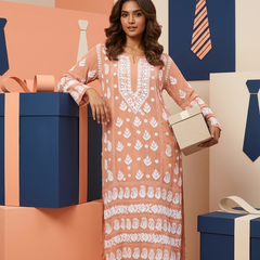 Viscose Georgette Long Kurta with Chikankari Work