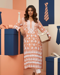 Viscose Georgette Long Kurta with Chikankari Work