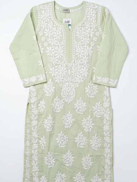 Yellow Readymade Mulcotton Chikankari Kurta