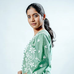 Pink Muslin Co-ord Set With Ghaspatti Chikankari Work